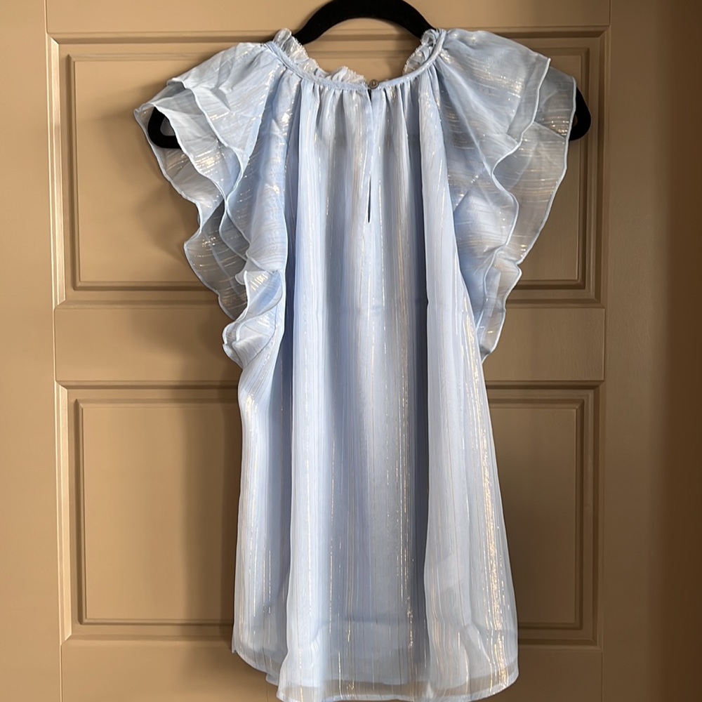 LOFT Shimmer Ruffle Shell - Picture 3 of 5